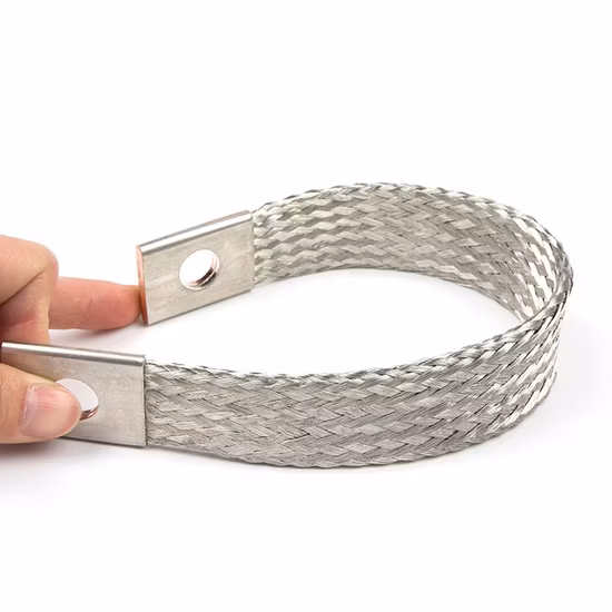 Correia de aterramento elétrica 20A a 4000A Fio trançado de cobre flexível Conector Barramento de cobre plano estanhado
